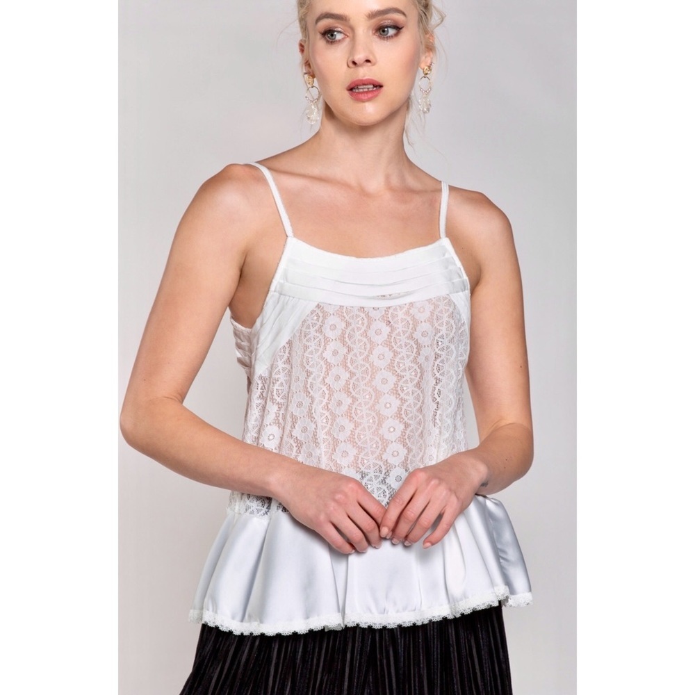 POL Ivory Satin & Lace Cami Top - Picture 3 of 10